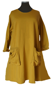 Baumwolle BigBag Kleid "In Vogue" Tunika Longshirt Ocker (09187)
