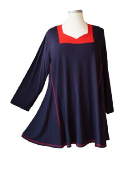 ColorDuo Longshirt Tunika Dunkelblau Rot (075391)