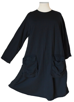 Baumwolle BigBag Kleid "In Vogue" Tunika Longshirt Schwarz (09190)