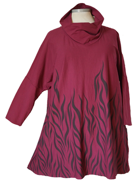 BW Shirt A-Form mit Taschen Bordeaux-Schwarz (09209)