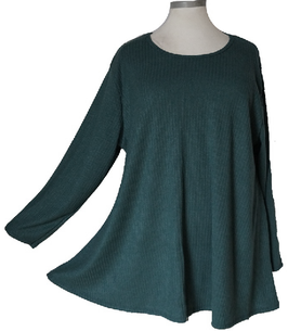 Längsstrukturierter Pullover in Zauber-A-Linie Dunkelgrün (10-20 203840)