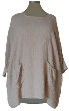 Baumwolle Shirt mit Taschen Sand (09178)