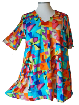 Shirt in Zauber-A-Linie mit Wölkchen-Ausschnitt Color-KunstArt (00877)