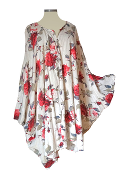 MD-ULSM Lagenlook BW Sommer Jäckchen Cardigan Sommermantel Big Roses (09487)