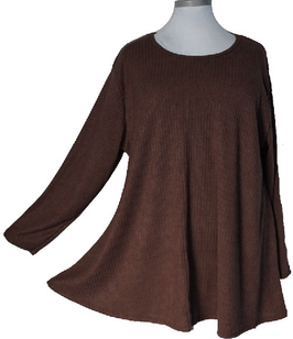 Längsstrukturierter Pullover in Zauber-A-Linie Dunkelbraun (10-20 204159)
