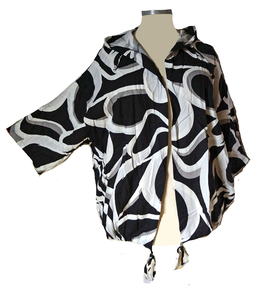 Leinen Sommerjacke Schwarz Weiß (07776)