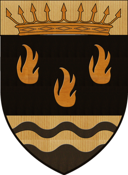 Blason en bois decoupé teinté