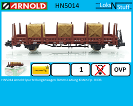 HN5014 Arnold Spur N Rungenwagen Rimms Ladung Kisten Ep. III DB