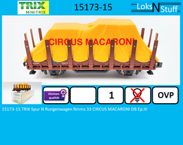 15173-15 TRIX Spur N Rungenwagen Rmms 33 CIRCUS MACARONI DB Ep.III