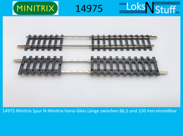 14975 Minitrix Spur N Minitrix-Vario-Gleis Länge zwischen 86,5 und 120 mm einstellbar