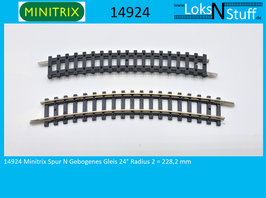 14924 Minitrix Spur N Gebogenes Gleis 24° Radius 2 = 228,2 mm