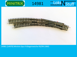14981 (14970) Minitrix Spur N Bogenweiche R3/R4 LINKS
