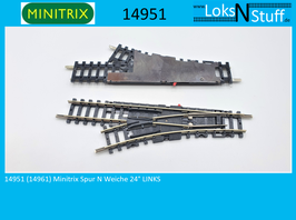 14951 (14961) Minitrix Spur N Weiche 24° LINKS