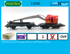 13590 Minitrix Spur N Kranwagen-Garnitur KRUPP-ARDELT DB
