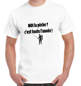 Tee shirt pêcheur humour – La pêche toute l’année  TSD030
