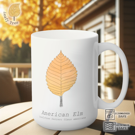 Leafy Tree White Decal-Autumn American Elm 15oz White Mug, Gift Mug, Mugs For Family Men Women Kids Friends Gift