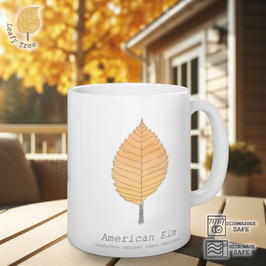 Leafy Tree Mug 11oz White Autumn American Elm Mug, Gift Mug, Mugs For Family Men Women Kids Friends Gift