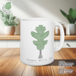 Leafy Tree Oregon White Oak Mug 11oz White Mug, Gift Mug, Mugs For Family Men Women Kids Friends Gift