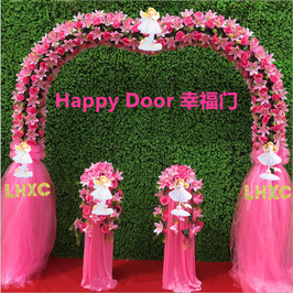 LHXC Wedding Heart Shaped Arch guide pillar angels Happy Door  LHXC 婚礼心型绢花拱门引路柱天使幸福门