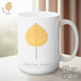 Leafy Tree White Decal-Autumn Quaking Aspen Mug 15oz White Mug, Gift Mug, Mugs For Family Men Women Kids Friends Gift