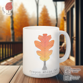 Leafy Tree Mug 11oz White Autumn Oregon White Oak Mug, Gift Mug, Mugs For Family Men Women Kids Friends Gift