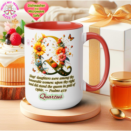 花卉花押字 Q 首字母个性化马克杯 11/15 盎司多色彩基督教马克杯礼品 Floral Monogram Q Initial Name Personalized Mug, 11/15oz Multi-Colors, Family Friend Birthday Christian Christmas Gift, Bible Verse Mug Gift