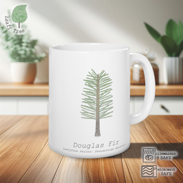 Leafy Tree Mug 11oz White Douglas Fir Mug, Gift Mug, Mugs For Family Men Women Kids Friends Gift