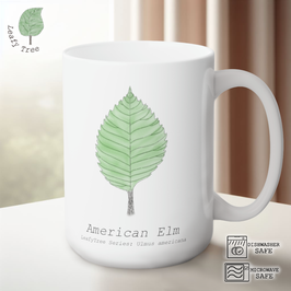 Leafy Tree White Decal-American Elm Mug 15oz White Mug, Gift Mug, Mugs For Family Men Women Kids Friends Gift