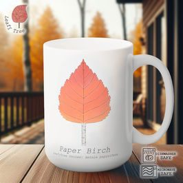 Leafy Tree White Decal-Autmun Paper Birch Red Mug 15oz White Mug, Gift Mug, Mugs For Family Men Women Kids Friends Gift