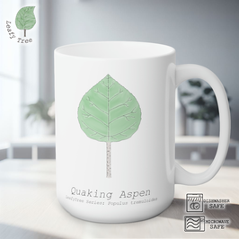 Leafy Tree White Decal-Quaking Aspen 15oz White Mug, Gift Mug, Mugs For Family Men Women Kids Friends Gift