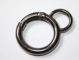 Rundkarabiner mit Öse schwarz-silber 28 mm / 19 mm Anhänger für Tasche Schlüsselring