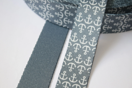 SALE Gurtband grau Anker KLEINes Motiv 30 mm