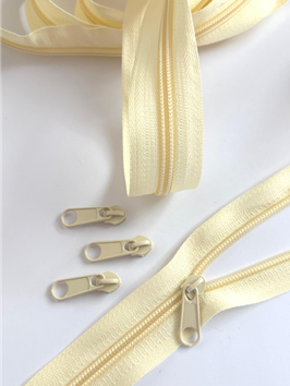 Reißverschluss 5mm zartgelb & Zipper