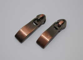 Zipper kupferrot altkupfer - formschön - BREITE Form - 2 Stück (€ 0,60/St.) 5mm Schiene