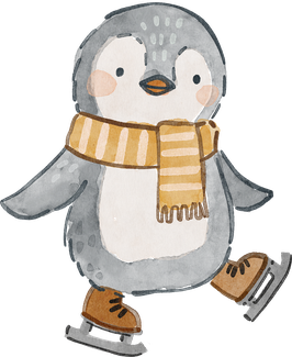 Bügelbild Pingu mit Schlittschuhen
