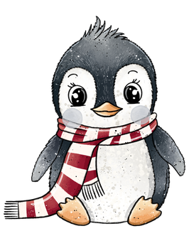 Bügelbild Pingu mit Schal