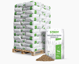 Strohgranulat Einstreu 65 x 15 kg Weizenstroh 350% Saugkraft Keimfrei
