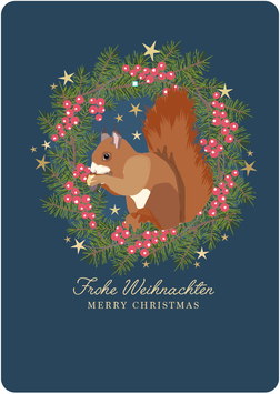 Postkarte – Eichhörnchen, Frohe Weihnachten (KL 19291)