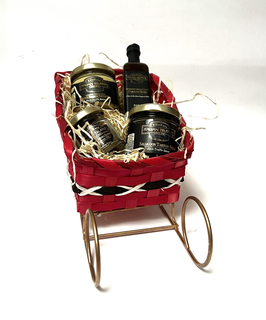 Hochwertiger Trüffel-Geschenkkorb nero mit Butter, Öl, Tappenade und haltbaren Trüffeln 18g aestivum