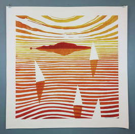 REGATA AL TRAMONTO 80X80 CM NO FRAME