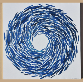 CERCHIO BLU 100X100 CM. SU TELA