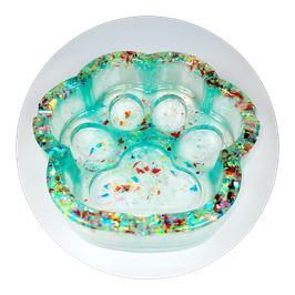 Pfotenaschenbecher mit buntem Glitter