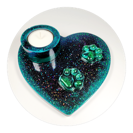 Teelichthalter Herzform Schwarz grün