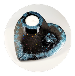 Teelichthalter in Herzform silber-schwarz