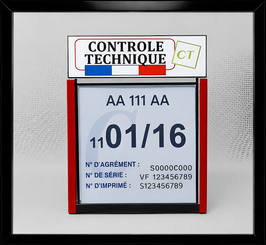 Réf. : 0005   ///   Un Porte certificat Contrôle Technique auto avec dessin Contrôle Technique  (fond noir)