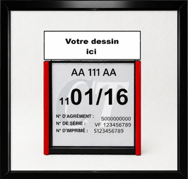 Réf. : 0009 ///  Un Porte certificat Contrôle technique auto avec votre dessin Perso (fond noir)