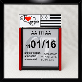 Réf. : 0008   ///   Un Porte certificat Contrôle  Technique auto avec dessin Drapeau Bretagne  (fond noir)