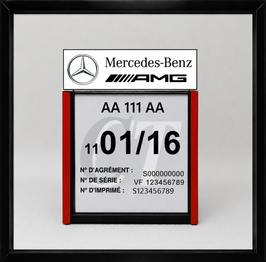 Réf. : 0006   ///   Un Porte certificat Contrôle  Technique auto avec dessin Mercedes-Benz AMG  (fond noir)