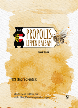 Selbstklebende Etiketten "PROPOLIS LIPPENBALSAM" inkl. individuellem Bedruck