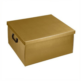XXL Geschenkbox / Aufbewahrungsbox gold mit Griff - 50x34x25